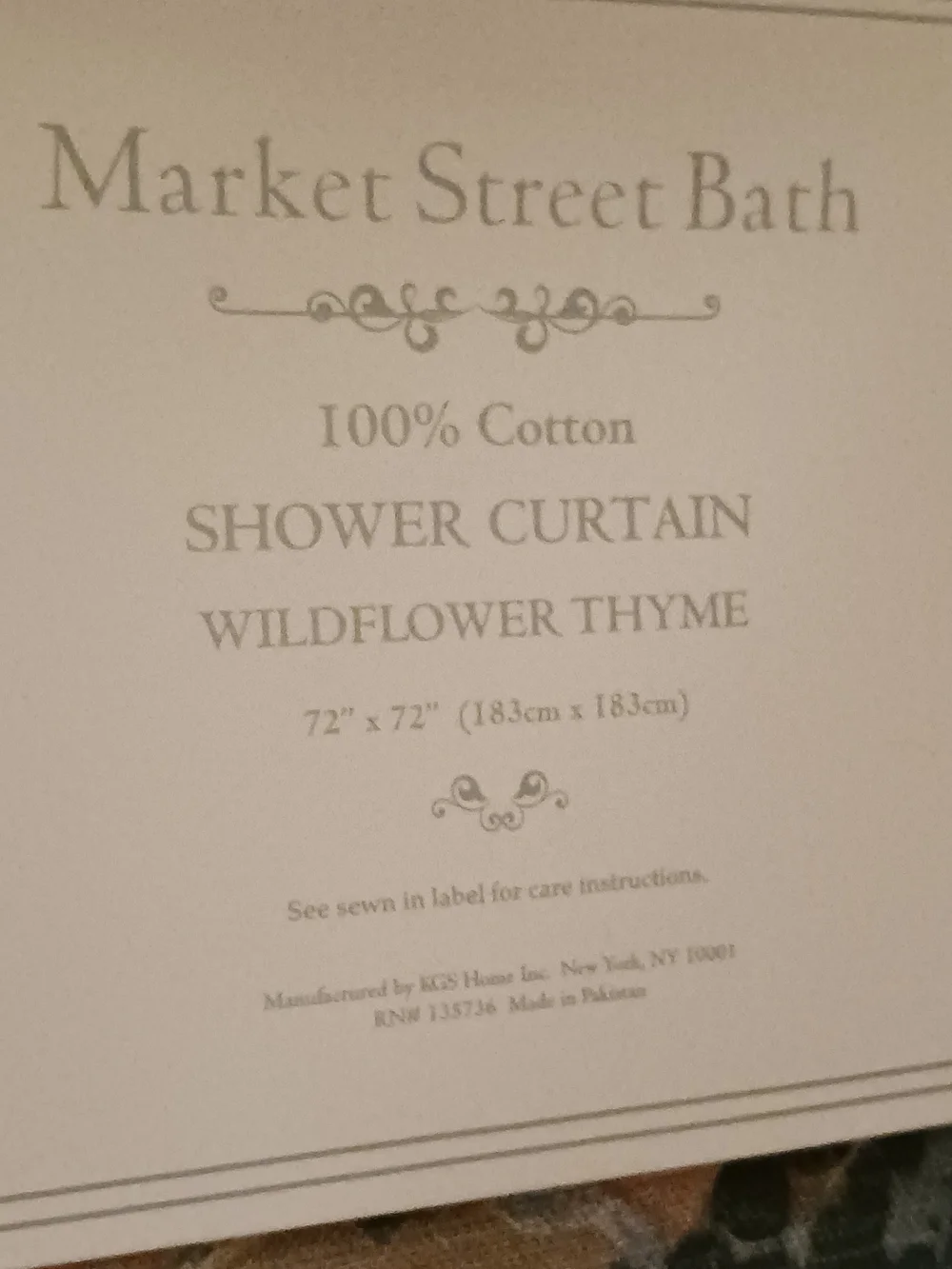 Market Street Bath Wildflower Thyme Shower Curtain 100% Cotton